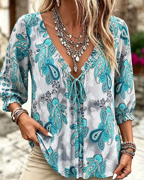 Blusar Paisley V-Hals Knyt