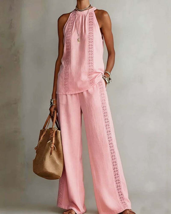 Tvådelad Set Hollow Out Halter