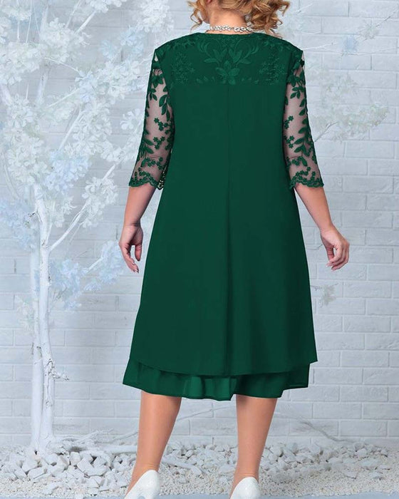 Klänning avslappnad lös broderad chiffong