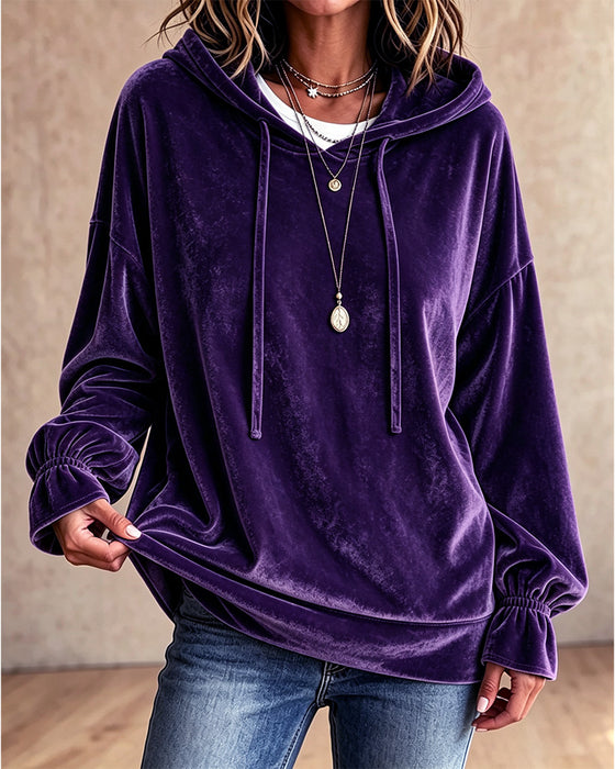Hoodie Enfärgad Långärmad