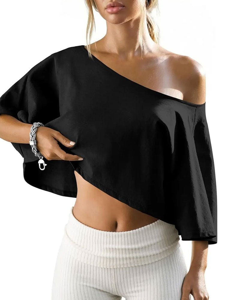 T-Tröja Enaxel Croppad Cold Shoulder