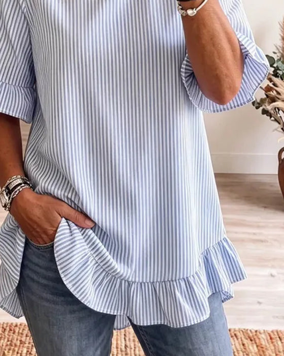 T-Shirts Rand Rundhals Rynkning