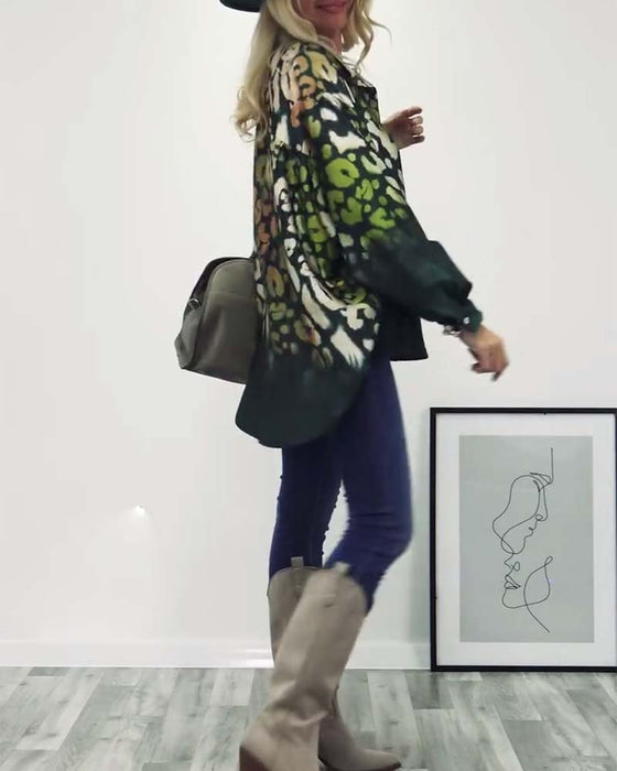 Casual skjorta med leopardmönster