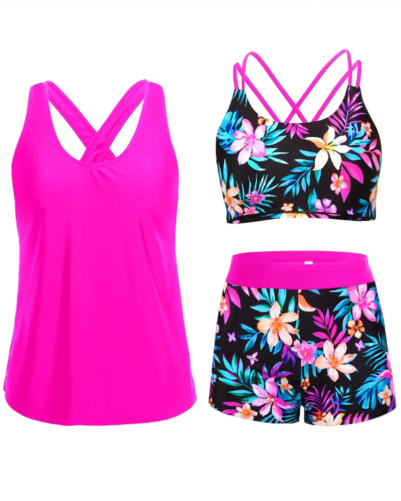 Semester Tryckt Ärmlös Tankini