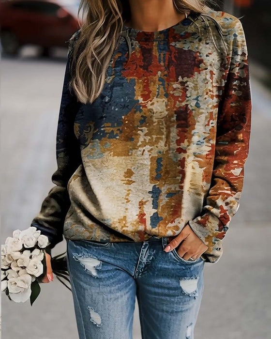 Topp Vintage Tryckt Avslappnad