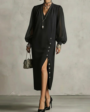 Klänning Lykta Ärm Nät Mode Delad