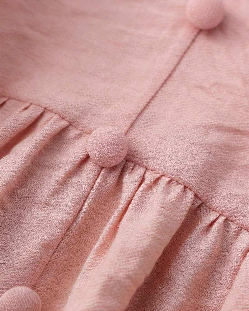 Blus V-Hals Ruffle Pärla Knapp