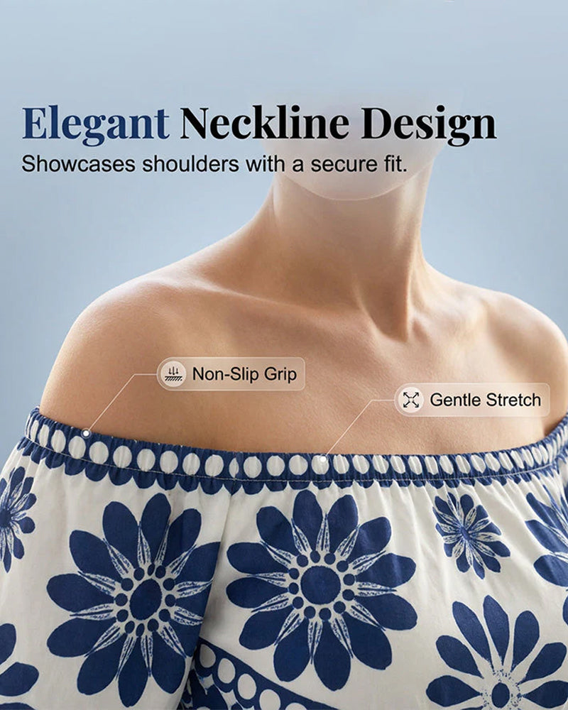 Klänning Off-Shoulder Blommig Urklipp