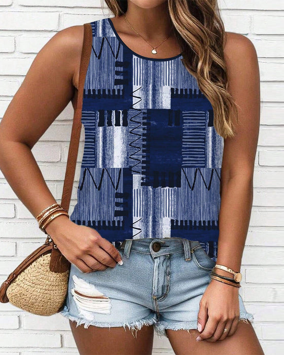 Linne Ärmlöst Vintage Tryck