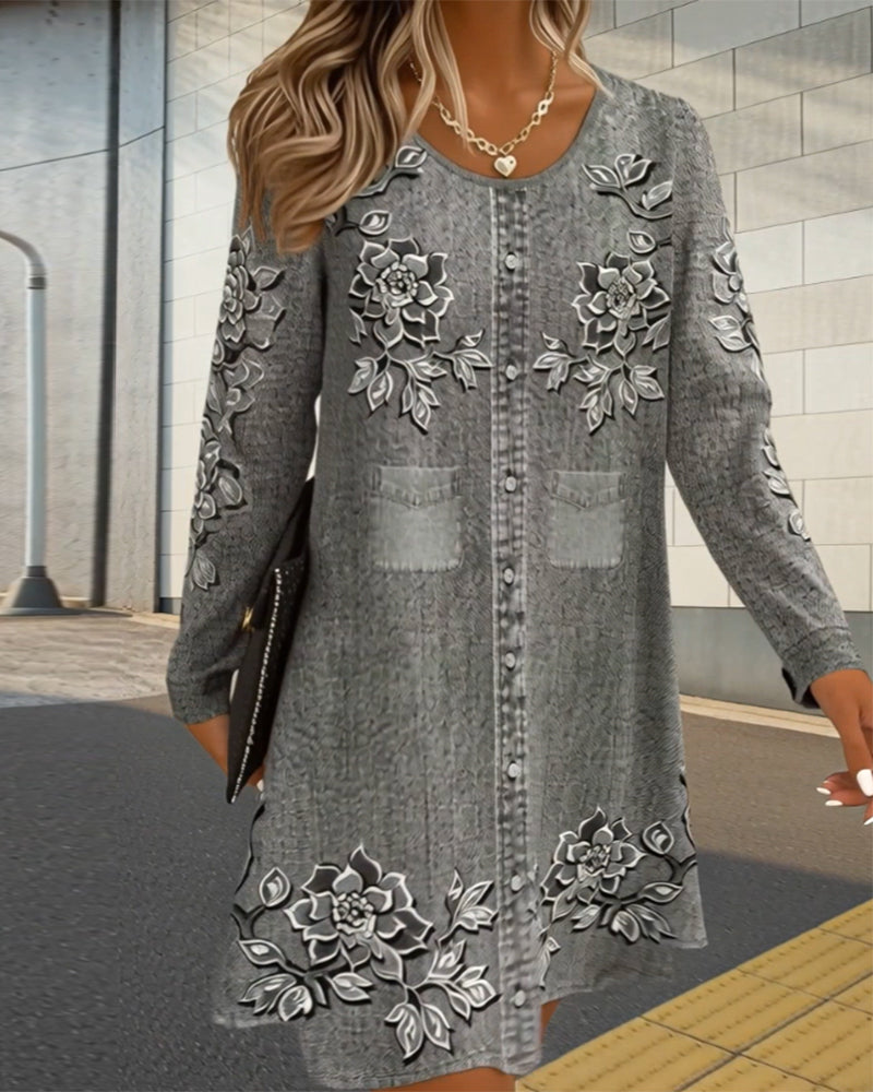 Klänning Positionerad Tryckt A-Hem