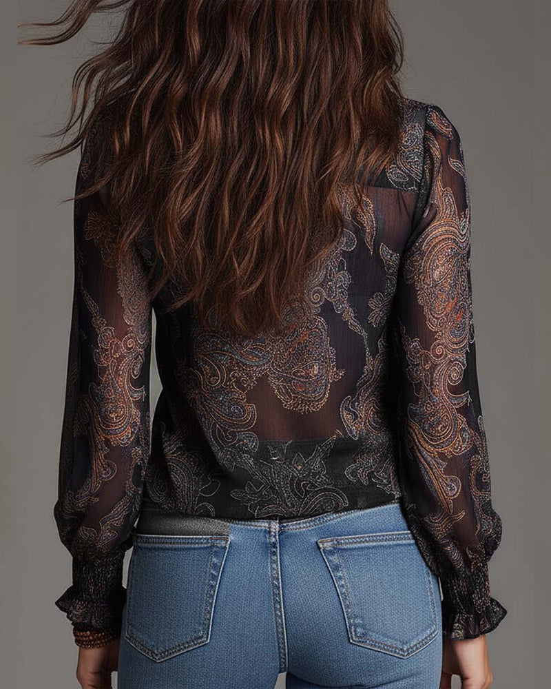 Blus Halvbläster Rysche Retro