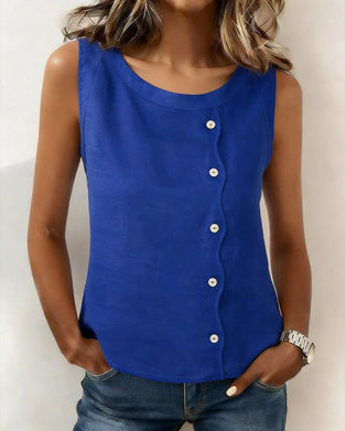 Tank Tops Ärmlös Sida Knapp