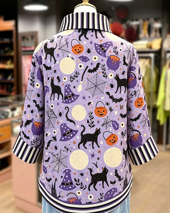 Blus Slag Knapp Rand Halloween