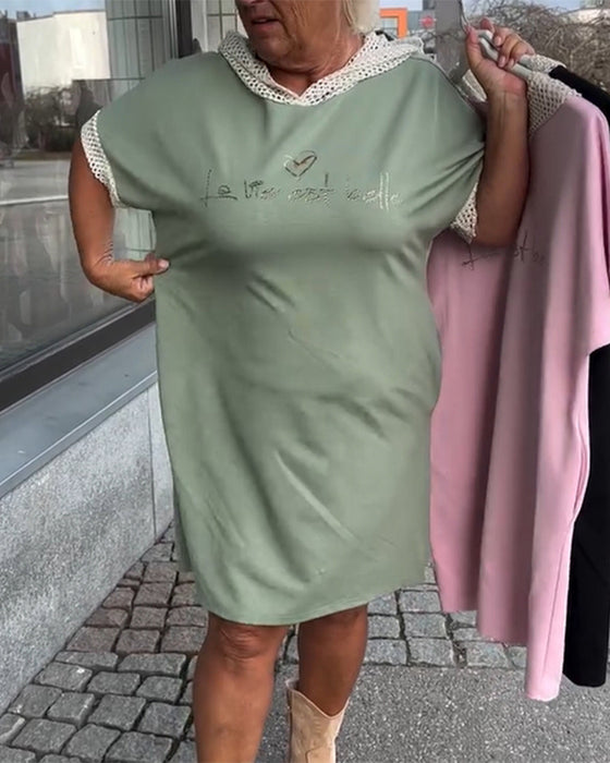 Klänning Avslappnad Lös Med Huva