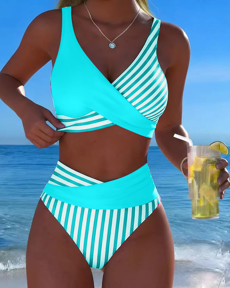 Bikini Korsrandig Tryckt