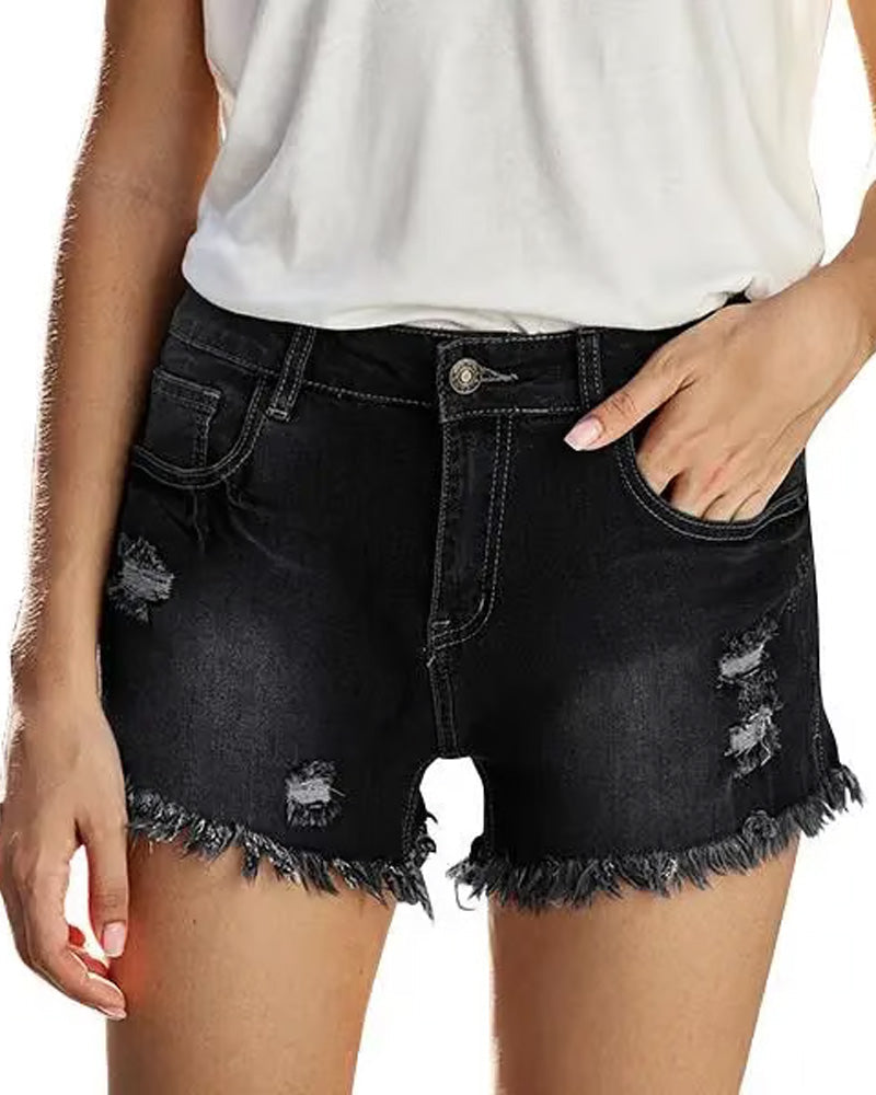 Shorts Rå Fåll Denim
