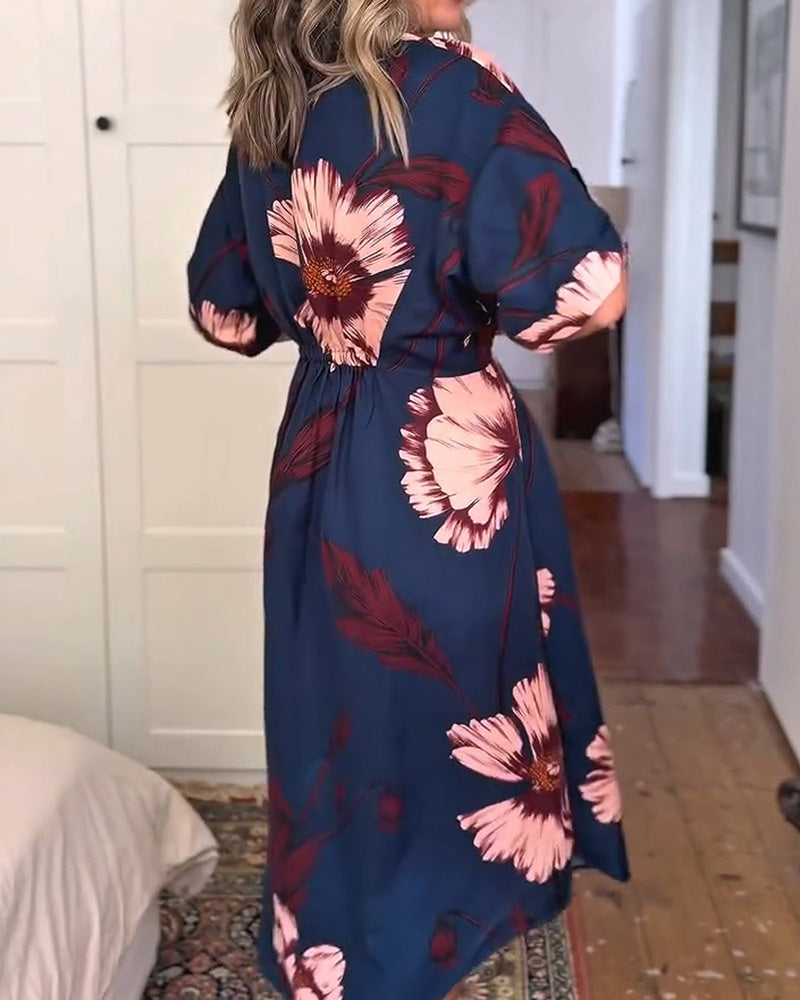 Klänning Blommönstrad Skjorta