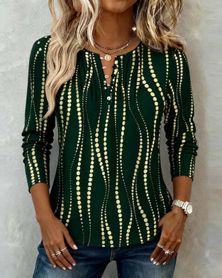 T-shirt med knapptryck och långärmad ärm