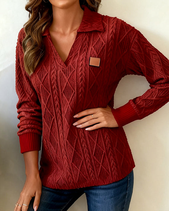 Casual Hoodie Med Polokrage Och Jacquard