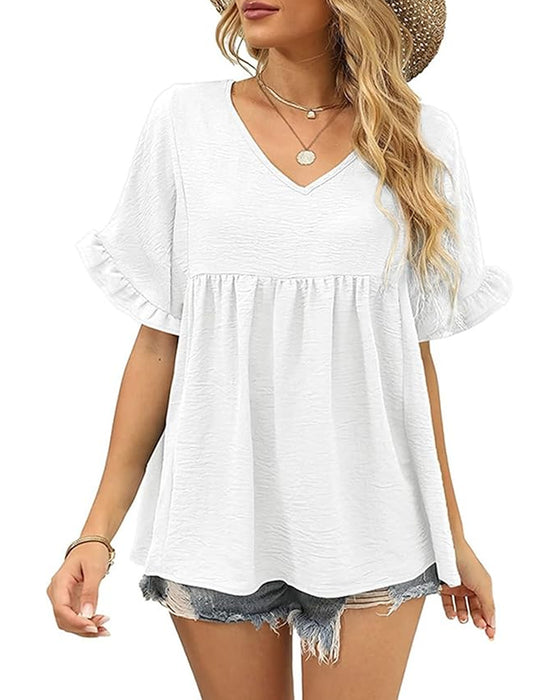 Blus Casual Rynkad Loose Fit