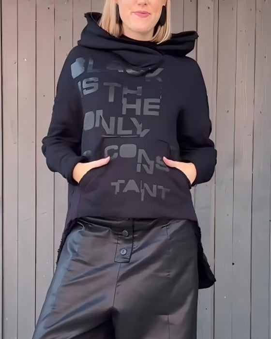 Hoodie Bokstav Tryck Lös Lång Ärm Pullover
