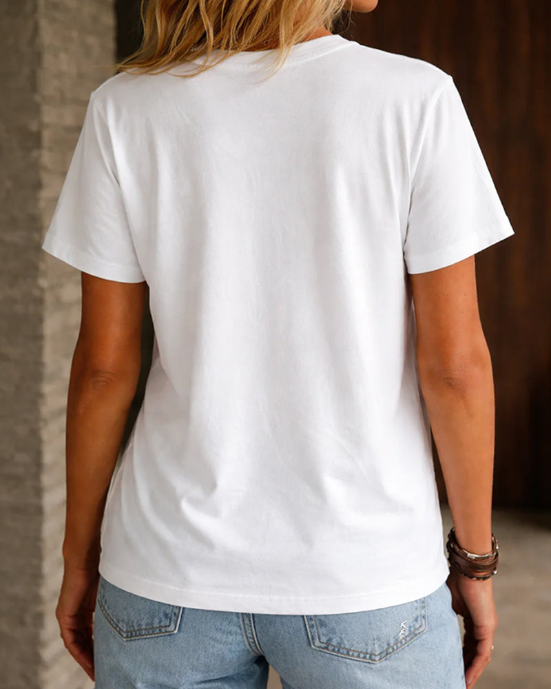 T-Shirt Rundhals Ruffle Oregelbunden