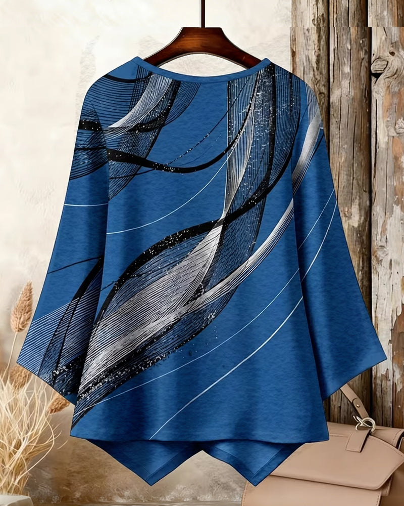 Topp Oregelbundet Långärmat Tryckt