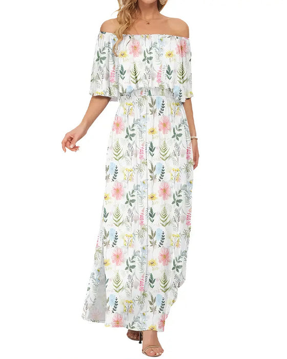 Klänning Elegant Bläcktvätt Blommig Maxi