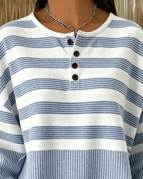 Sweatshirt Rand Henley Hals Långärmad