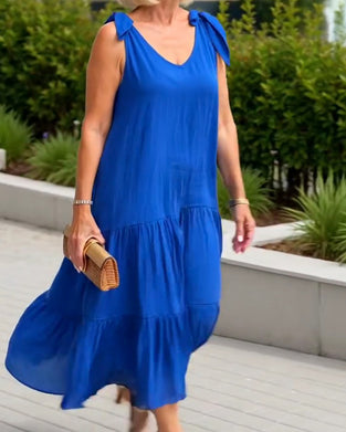 Klänning Knytrem Enfärgad Mellångd