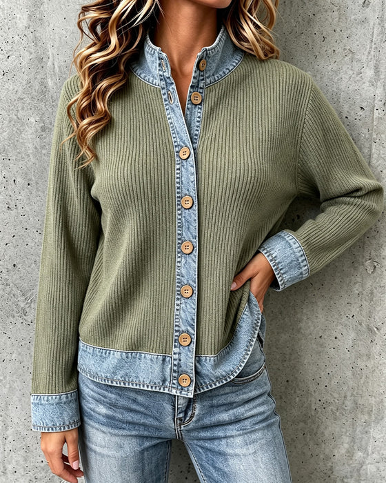 Kappa Avslappnad Denim Panel Stickad