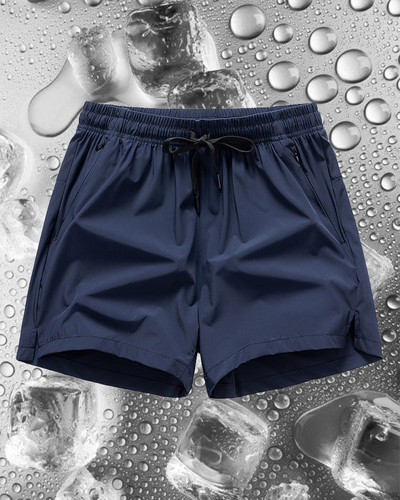 Shorts Män Elastisk Midja Ficka Snabbtorkande Is-Silke Sport