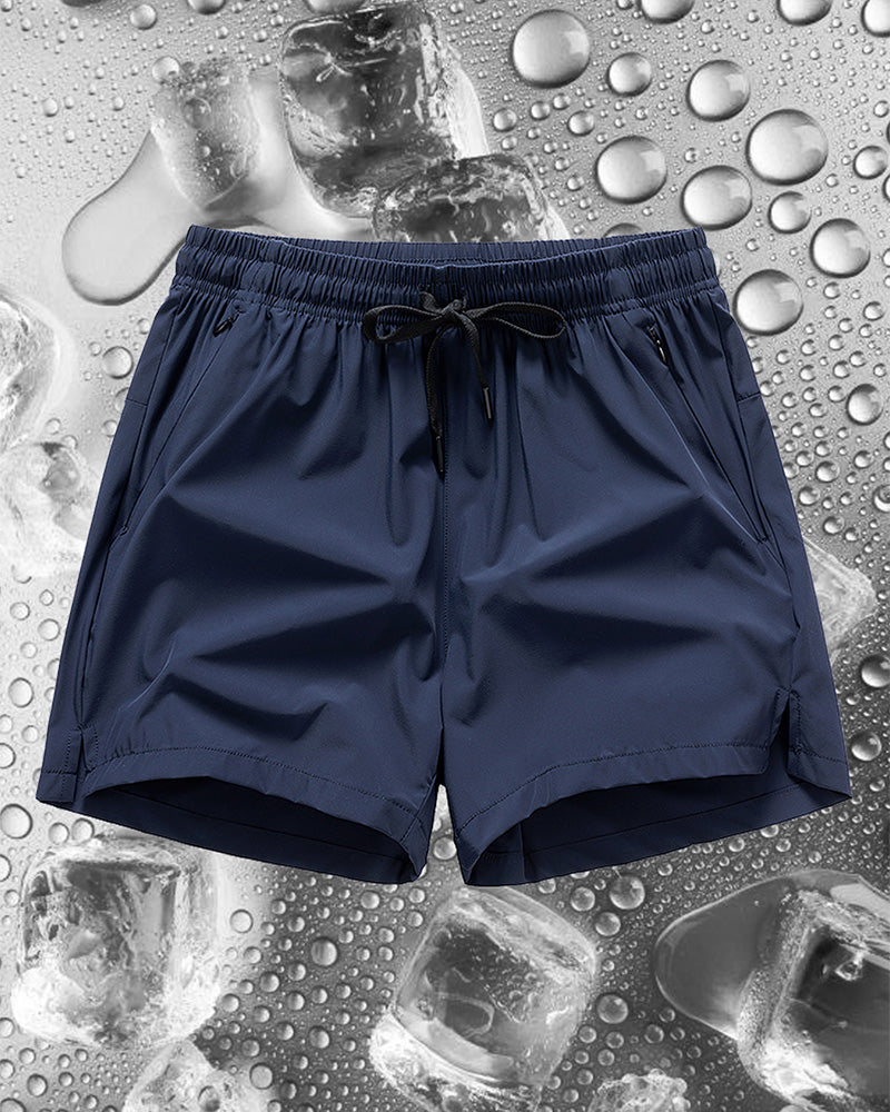 Shorts Män Elastisk Midja Ficka Snabbtorkande Is-Silke Sport