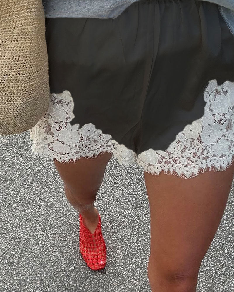 Shorts Mode Spetskant Lapptäcke
