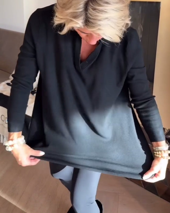 Oregelbunden Krage Långärmad Topp