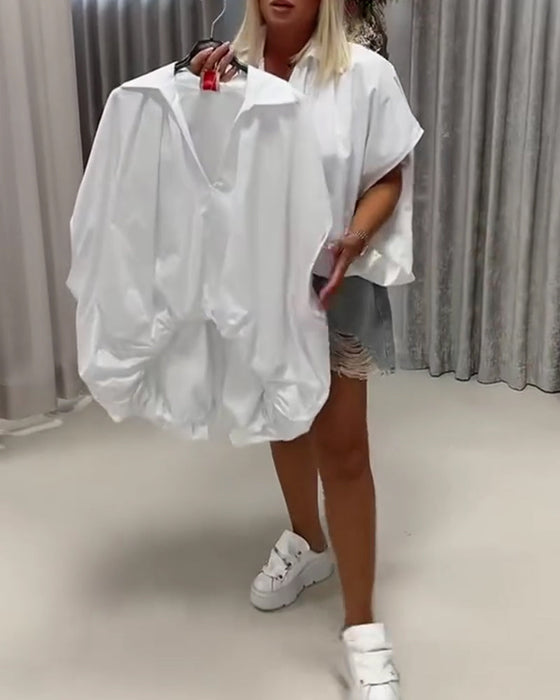 Blus Krage Loose Fit Fladdermusärm