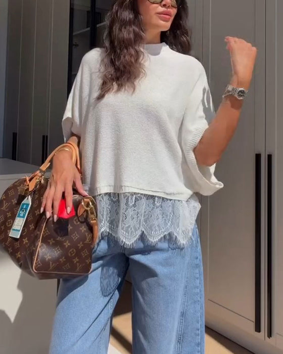 Pullover Rundhalsad Casual Solid