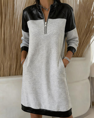 Klänning Halv Dragkedja Casual Sweatshirt