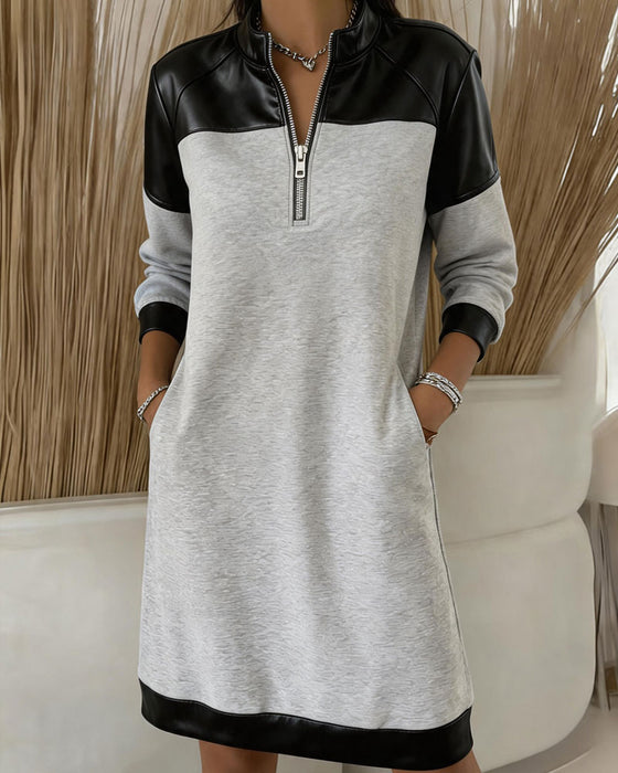 Klänning Halv Dragkedja Casual Sweatshirt