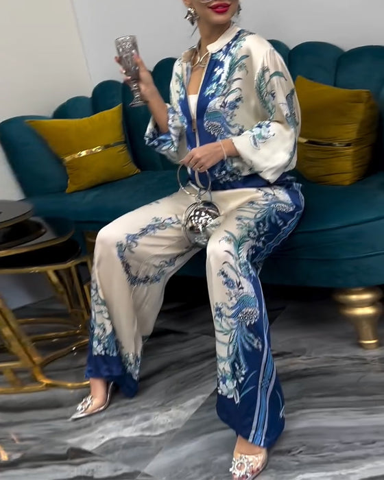 Kostym med Vida Ben Temperament Ståkrage Dragkedja