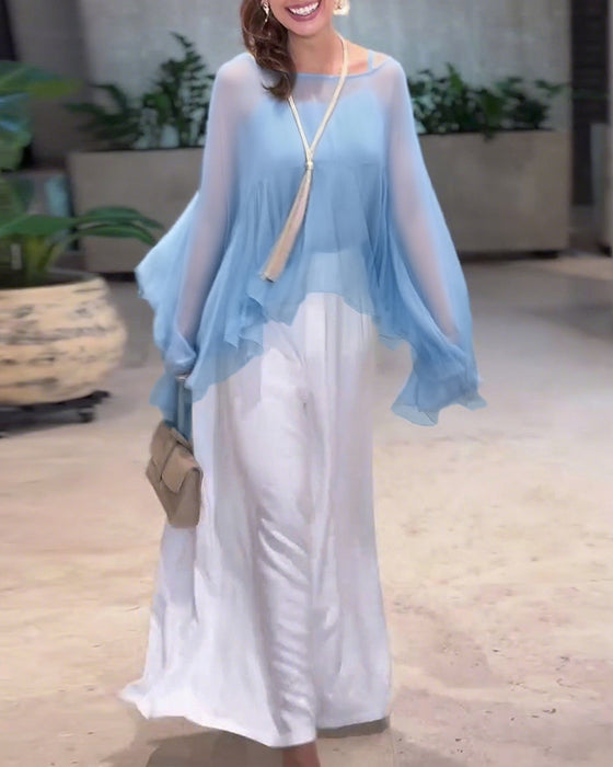 Blus Med Stilren Enfärgad Design