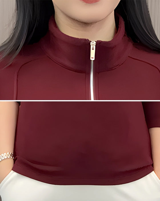 Topp Halv Dragkedja Fleece Lång Ärm