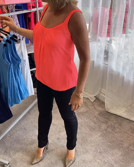 Set Plisserad rejäl avslappnad ärmlös topp