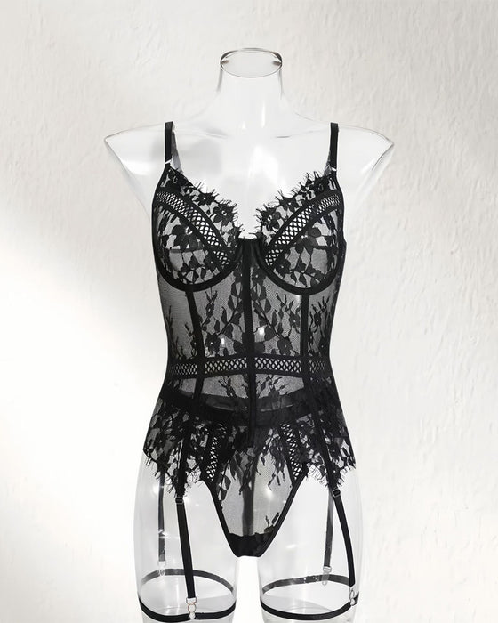 Lingerie Enfärgad Genomskinlig Ett Stycke
