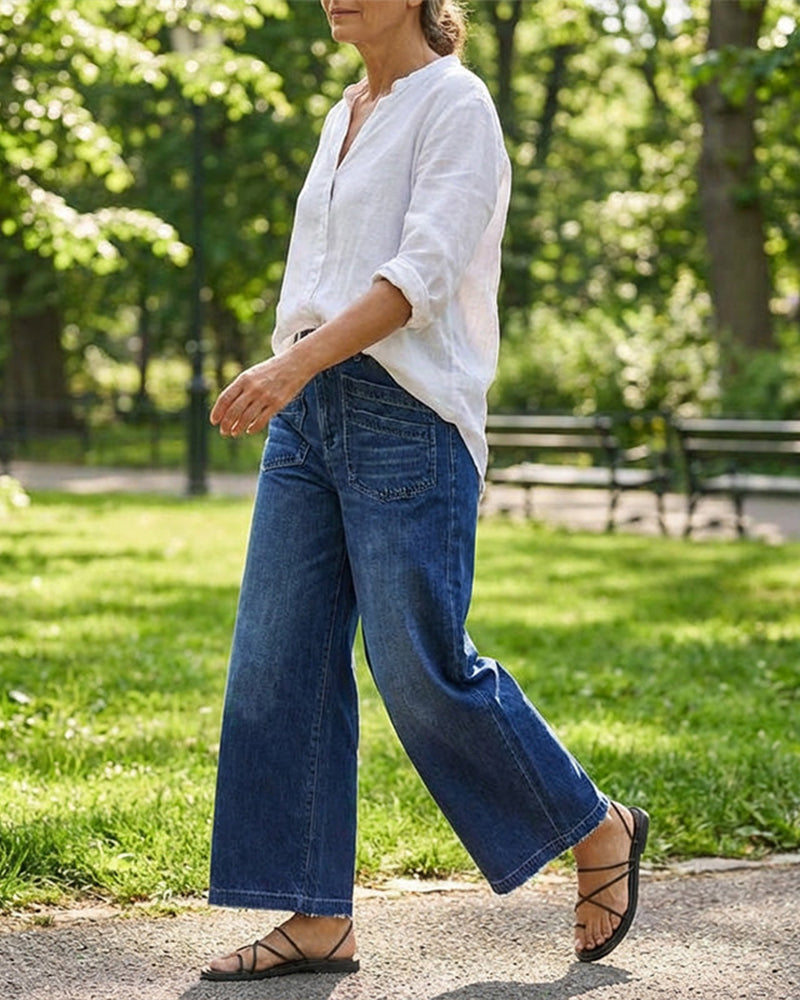 Byxa Dam Casual Hög Midja Bred Benslut