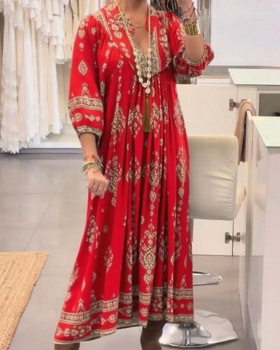 Klänning avslappnad tryck med lös ficka