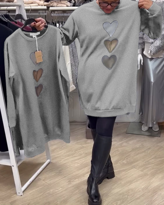 Klänning Shift Hjärt Mönster Casual