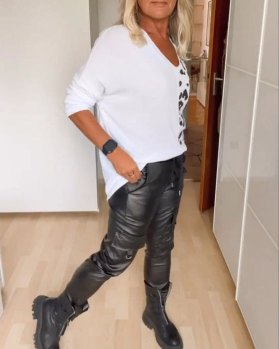 V-ringad topp med färgblock