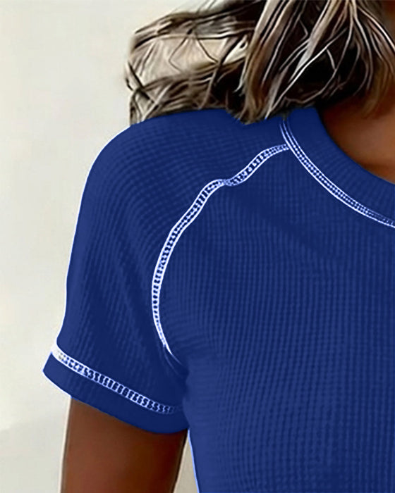 T-Shirt Vävning Waffle Henley