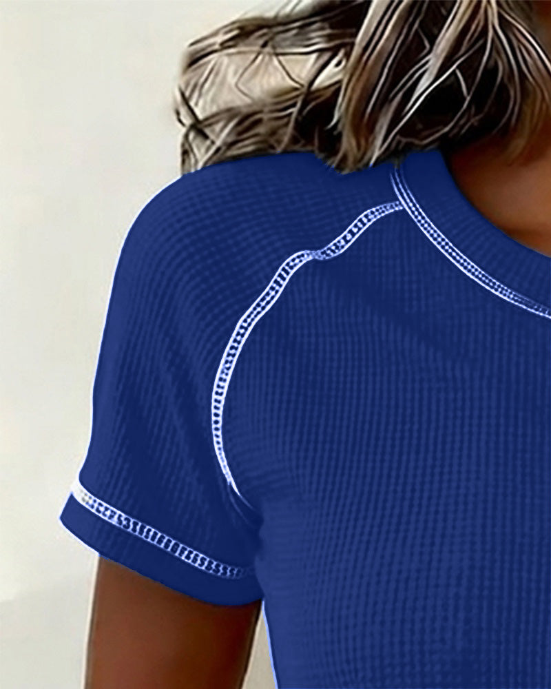 T-Shirt Vävning Waffle Henley